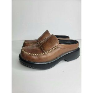 Dansko Brown Leather Clogs Size 35 Madigan Mules Women's Slip Ons Shoes 4.5-5